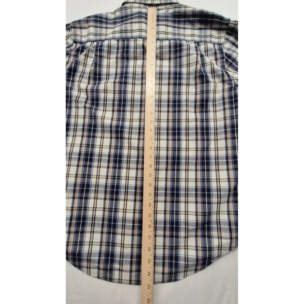 Levi Strauss men's‎ blue plaid Button up shirt XL short sleeve pocket Cotton